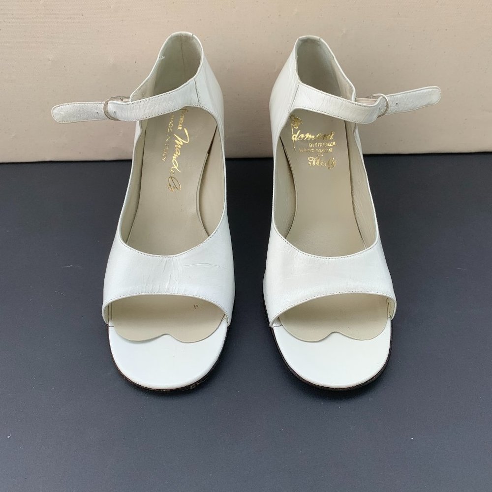 70's Domani Di Firenze White Peep Toe Mary Jane Size 9